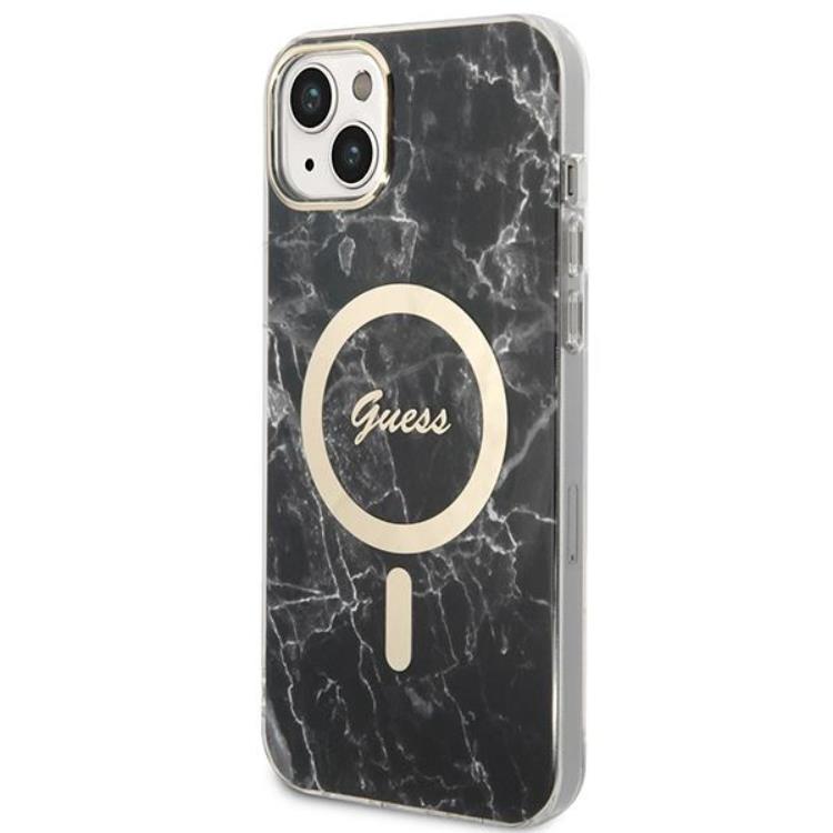 Guess GUESS iPhone 14 Plus Magsafe Skal Marble + Trådlös Laddare - Svart