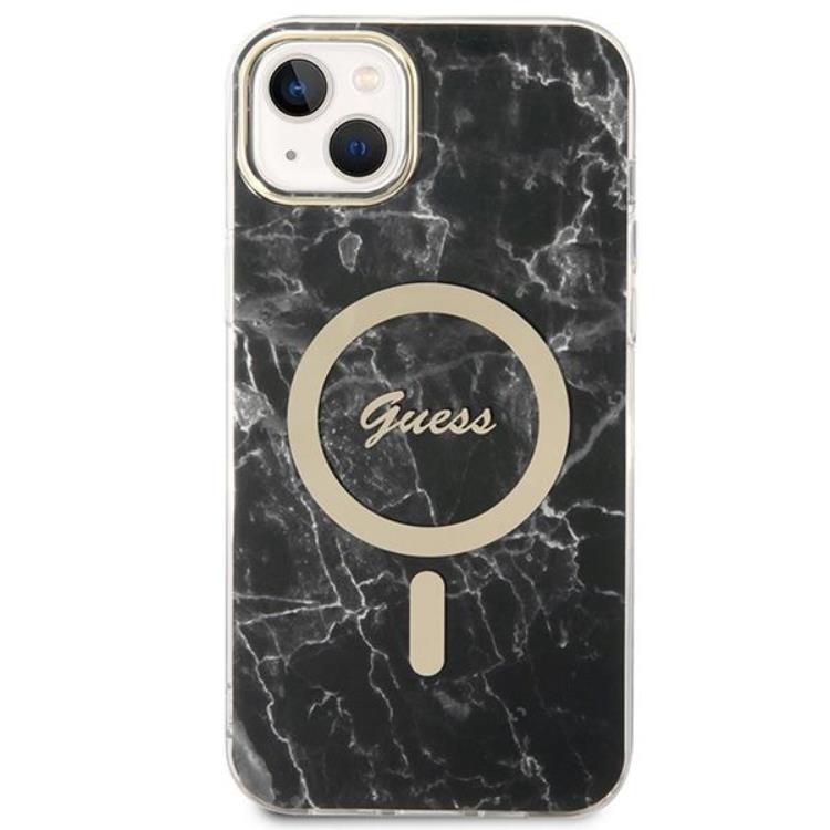 Guess GUESS iPhone 14 Plus Magsafe Skal Marble + Trådlös Laddare - Svart