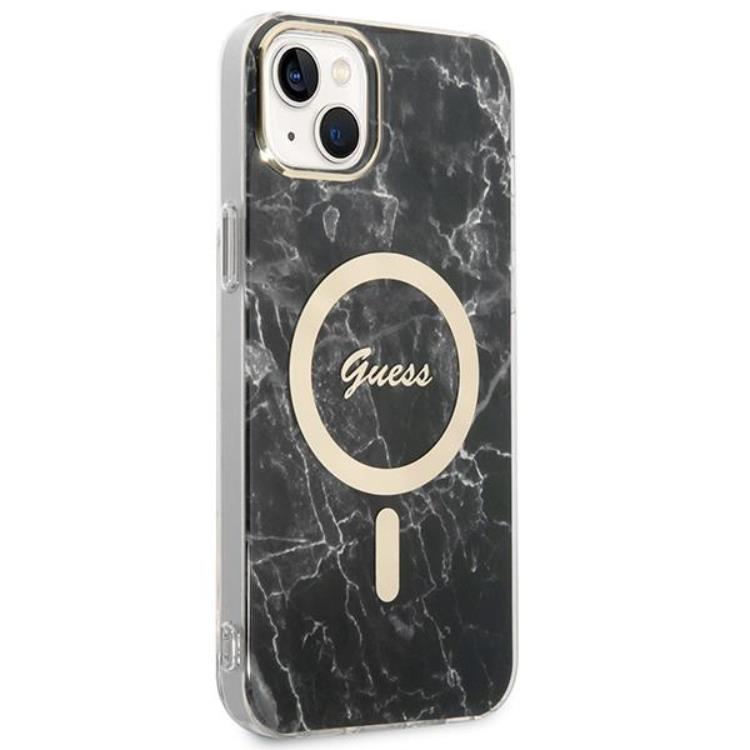 Guess GUESS iPhone 14 Plus Magsafe Skal Marble + Trådlös Laddare - Svart