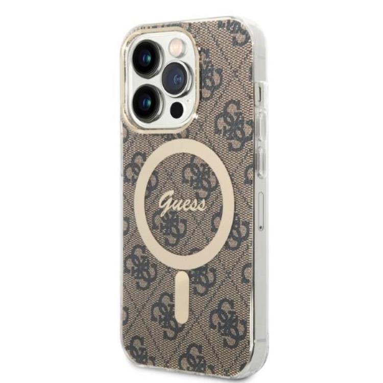 Guess GUESS iPhone 14 Pro Max Magsafe Skal Print + Trådlös Laddare - Brun