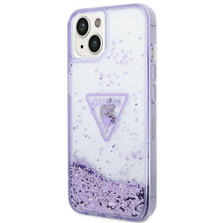 Guess GUESS iPhone 14 Plus Skal Liquid Glitter Palm Collection - Lila