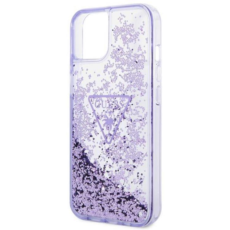 Guess GUESS iPhone 14 Plus Skal Liquid Glitter Palm Collection - Lila