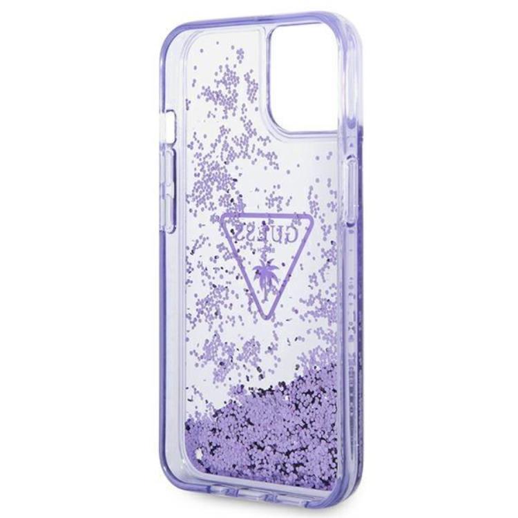 Guess GUESS iPhone 14 Plus Skal Liquid Glitter Palm Collection - Lila