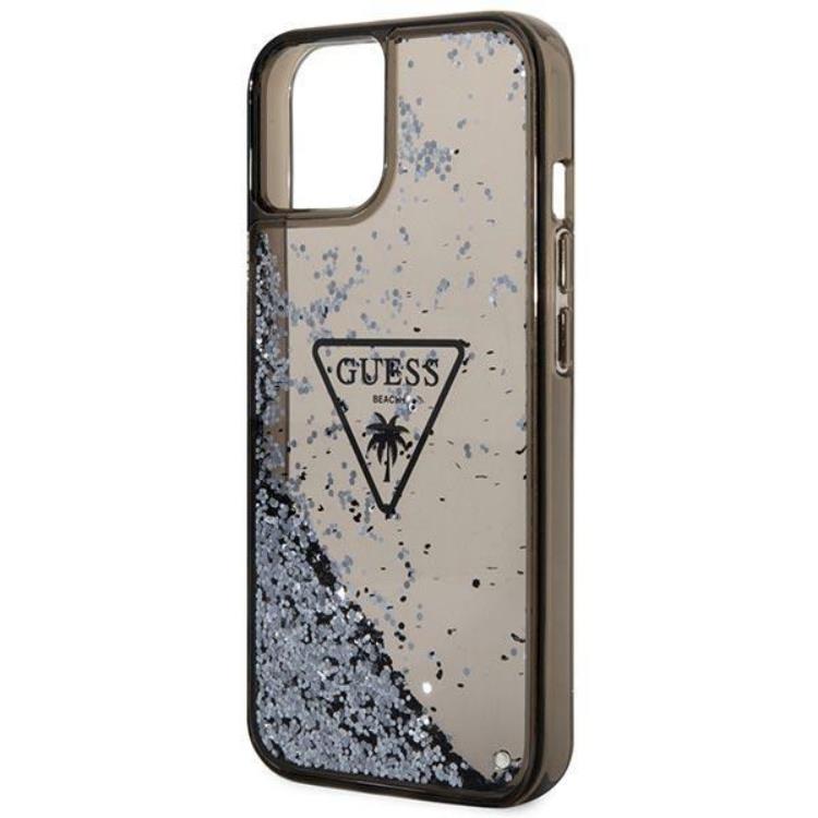 Guess GUESS iPhone 14 Plus Skal Liquid Glitter Palm Collection - Svart