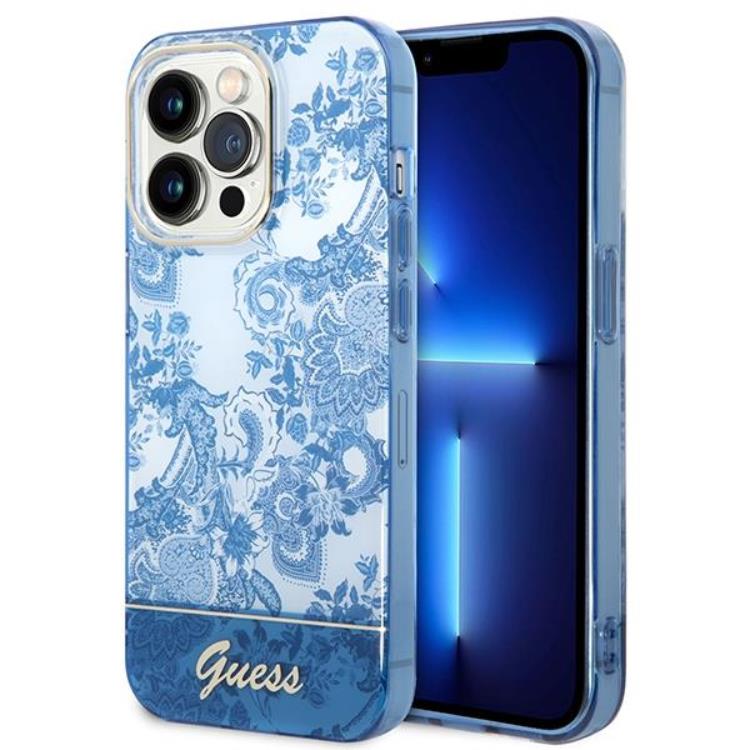 Guess GUESS iPhone 14 Pro Skal Porcelain Collection - Blå