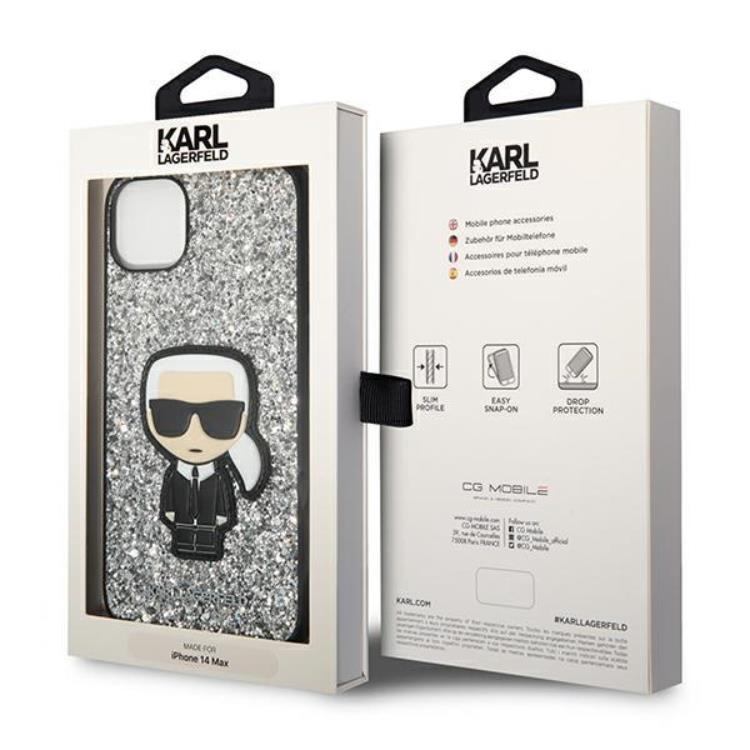 KARL LAGERFELD Karl Lagerfeld iPhone 14 Plus Skal Glitter Flakes Ikonik - Silver