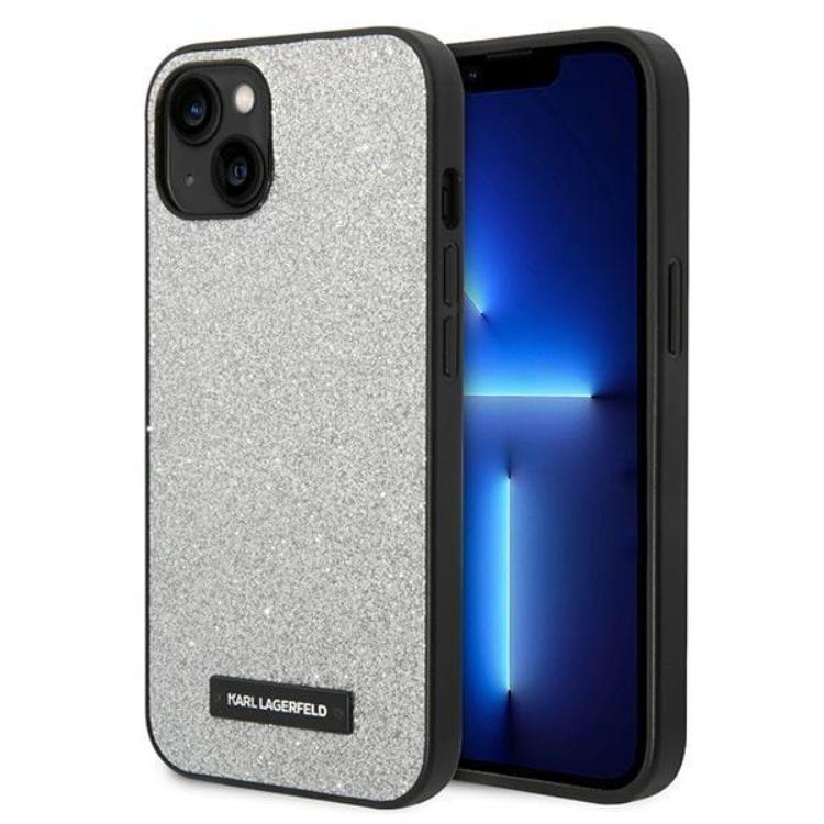 KARL LAGERFELD Karl Lagerfeld iPhone 14 Plus Skal Glitter Plaque Logo - Silver