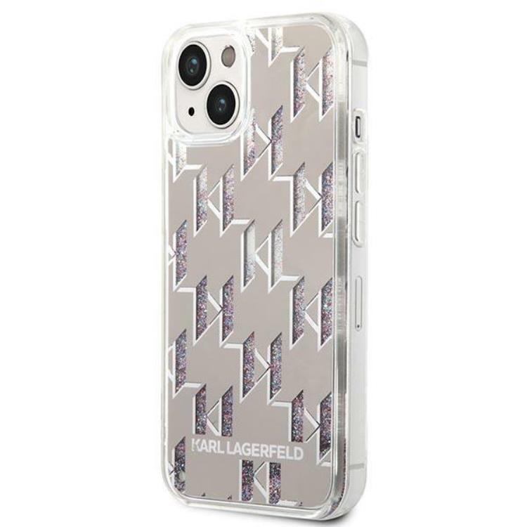 KARL LAGERFELD Karl Lagerfeld iPhone 14 Plus Skal Liquid Glitter Monogram - Silver