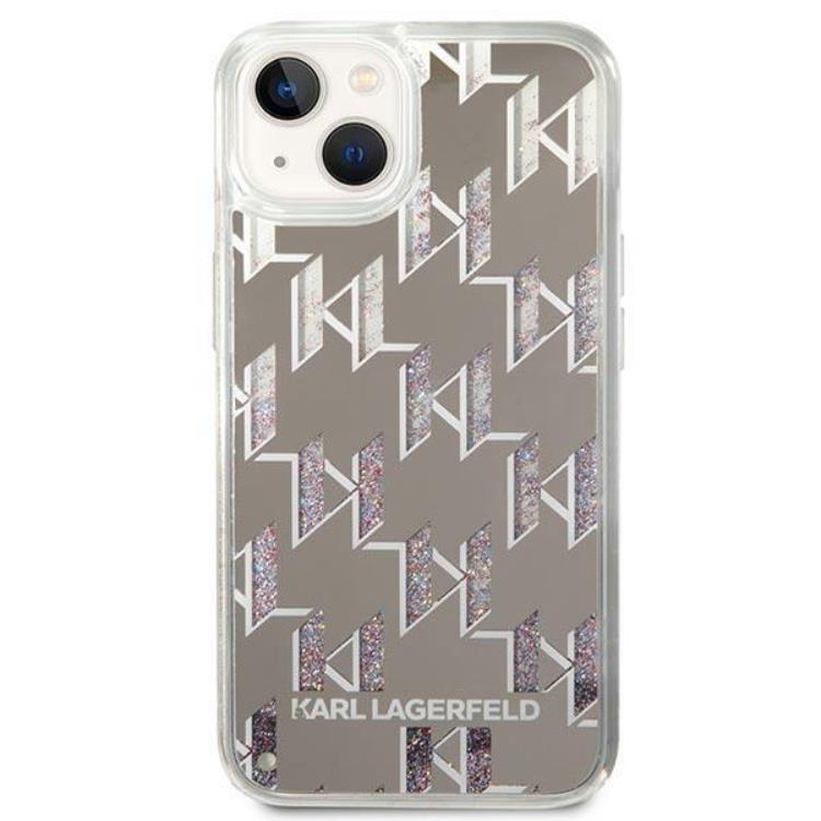 KARL LAGERFELD Karl Lagerfeld iPhone 14 Plus Skal Liquid Glitter Monogram - Silver