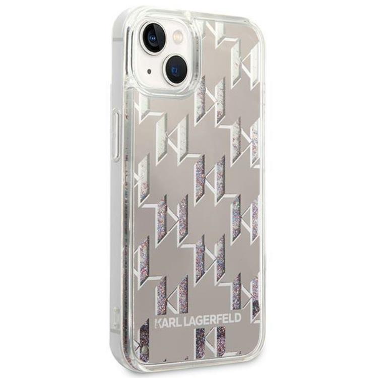 KARL LAGERFELD Karl Lagerfeld iPhone 14 Plus Skal Liquid Glitter Monogram - Silver
