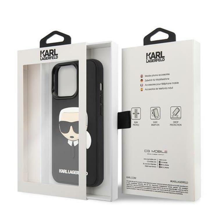 KARL LAGERFELD Karl Lagerfeld iPhone 14 Pro Skal 3D Rubber Karl`s Head - Svart