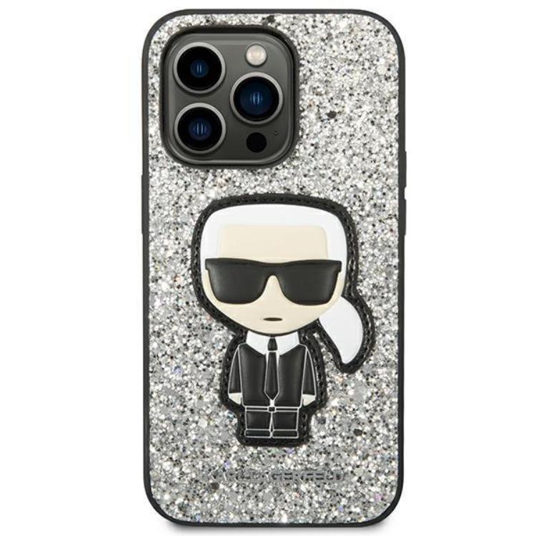 KARL LAGERFELD Karl Lagerfeld iPhone 14 Pro Skal Glitter Flakes Ikonik - Silver