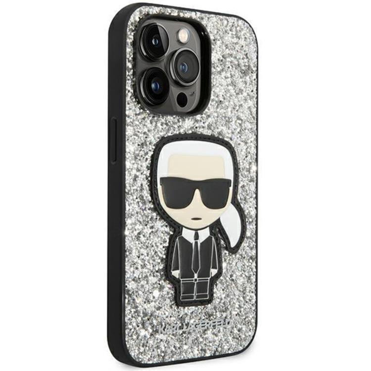 KARL LAGERFELD Karl Lagerfeld iPhone 14 Pro Skal Glitter Flakes Ikonik - Silver