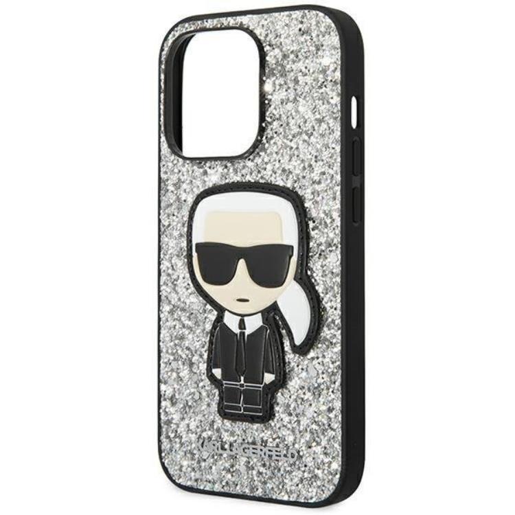 KARL LAGERFELD Karl Lagerfeld iPhone 14 Pro Skal Glitter Flakes Ikonik - Silver