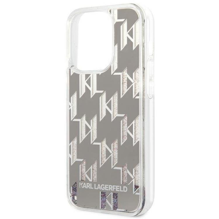 KARL LAGERFELD Karl Lagerfeld iPhone 14 Pro Skal Liquid Glitter Monogram - Silver