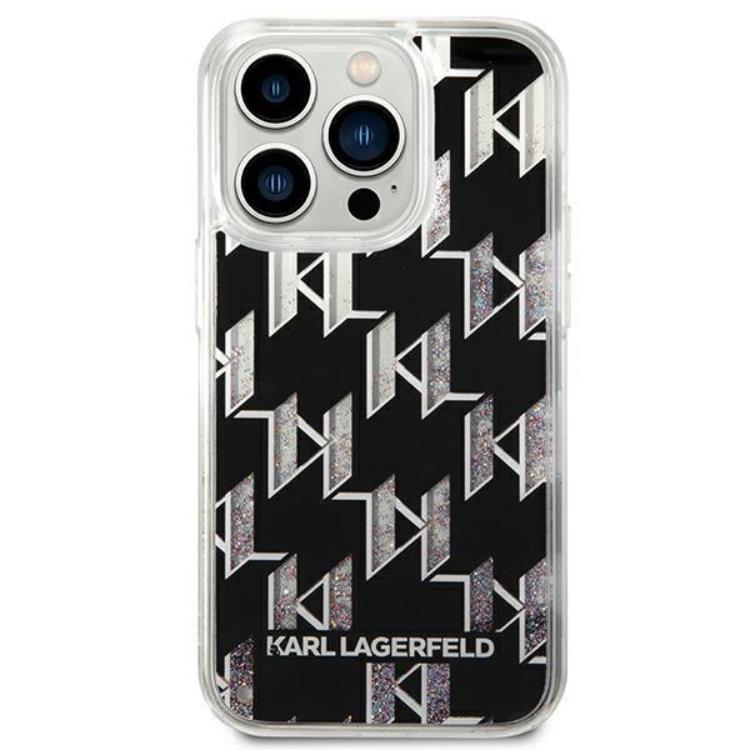 KARL LAGERFELD Karl Lagerfeld iPhone 14 Pro Skal Liquid Glitter Monogram - Svart