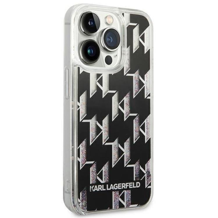 KARL LAGERFELD Karl Lagerfeld iPhone 14 Pro Skal Liquid Glitter Monogram - Svart