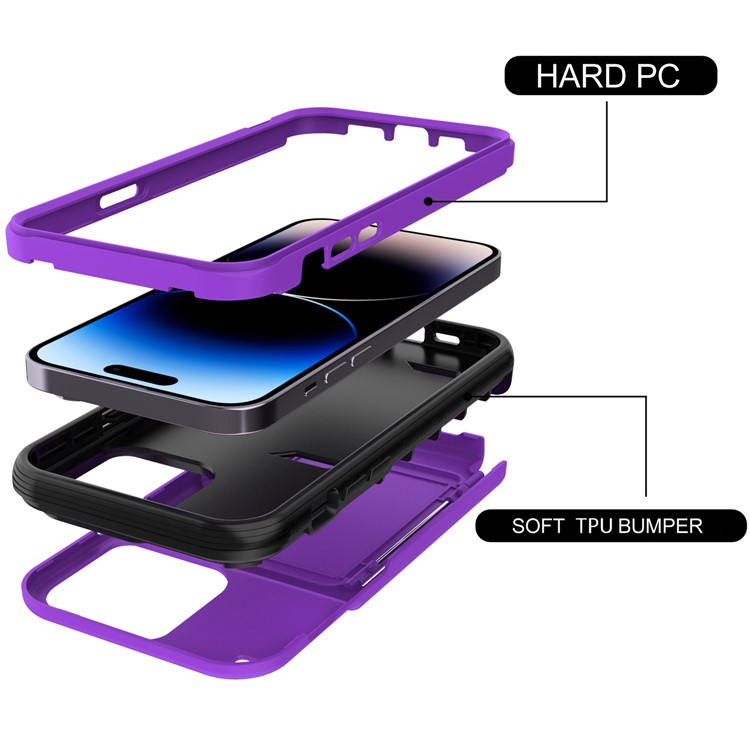OEM iPhone 14 Pro Skal Korthållare Mirror Kickstand - Lila