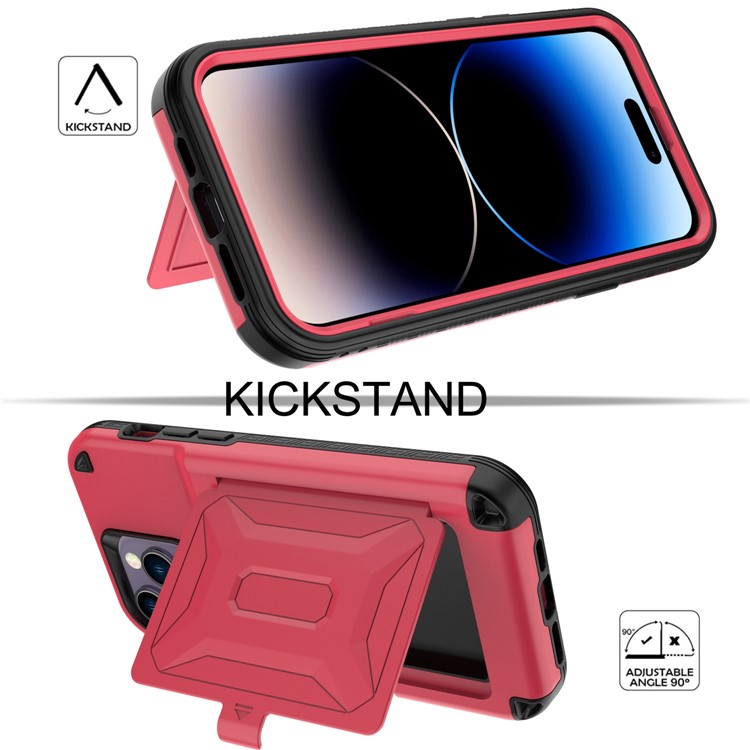 OEM iPhone 14 Pro Skal Korthållare Mirror Kickstand - Röd