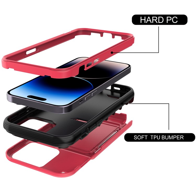 OEM iPhone 14 Pro Skal Korthållare Mirror Kickstand - Röd