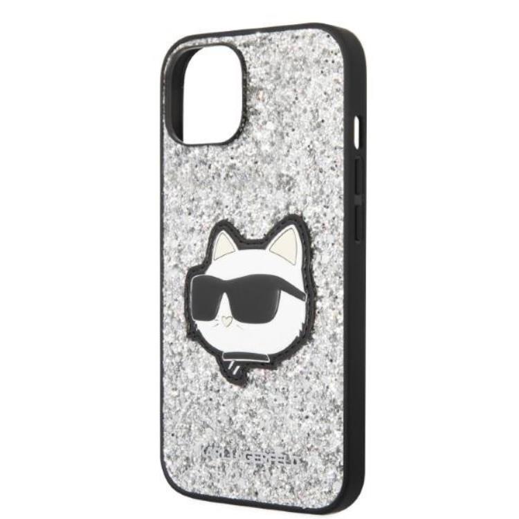 KARL LAGERFELD Karl Lagerfeld iPhone 14 Plus Skal Glitter Choupette Patch - Silver