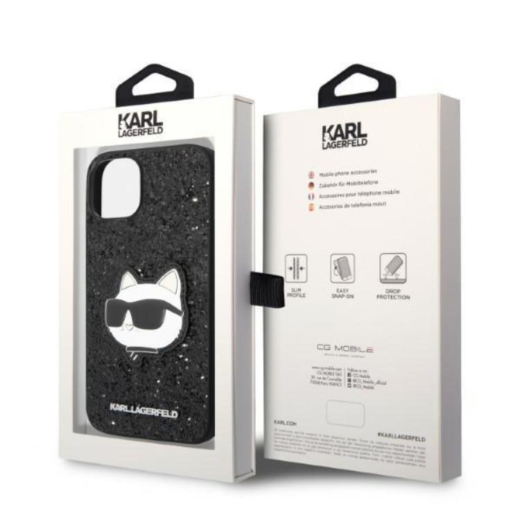 KARL LAGERFELD Karl Lagerfeld iPhone 14 Plus Skal Glitter Choupette Patch - Svart
