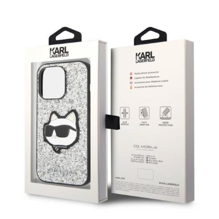 KARL LAGERFELD Karl Lagerfeld iPhone 14 Pro Max Skal Glitter Choupette Patch - Silver