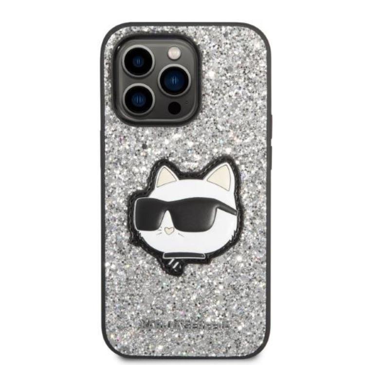 KARL LAGERFELD Karl Lagerfeld iPhone 14 Pro Skal Glitter Choupette Patch - Silver