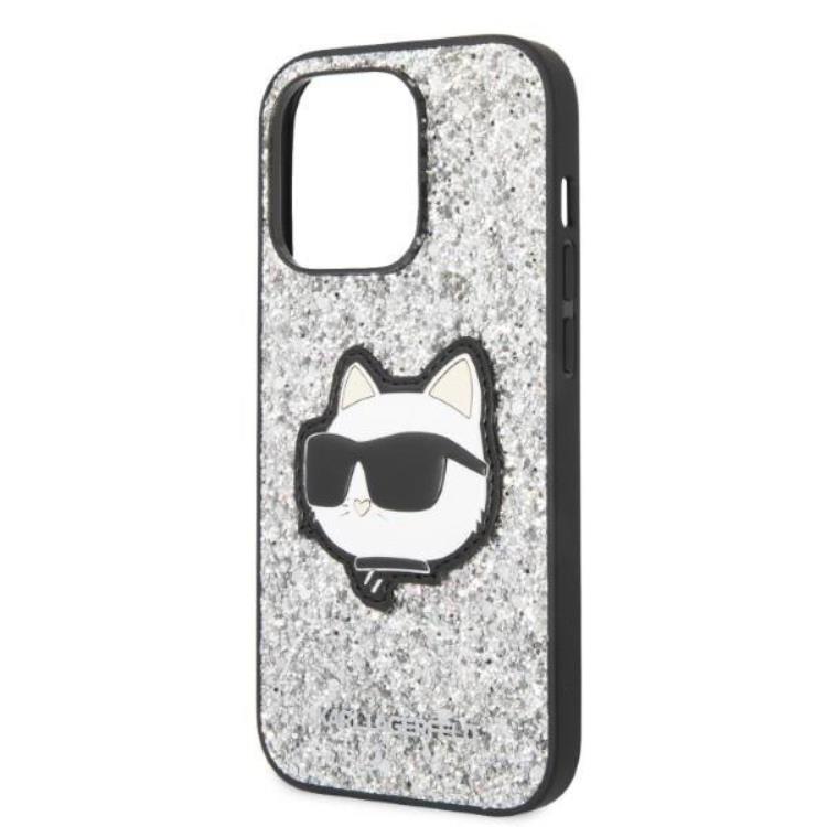 KARL LAGERFELD Karl Lagerfeld iPhone 14 Pro Skal Glitter Choupette Patch - Silver