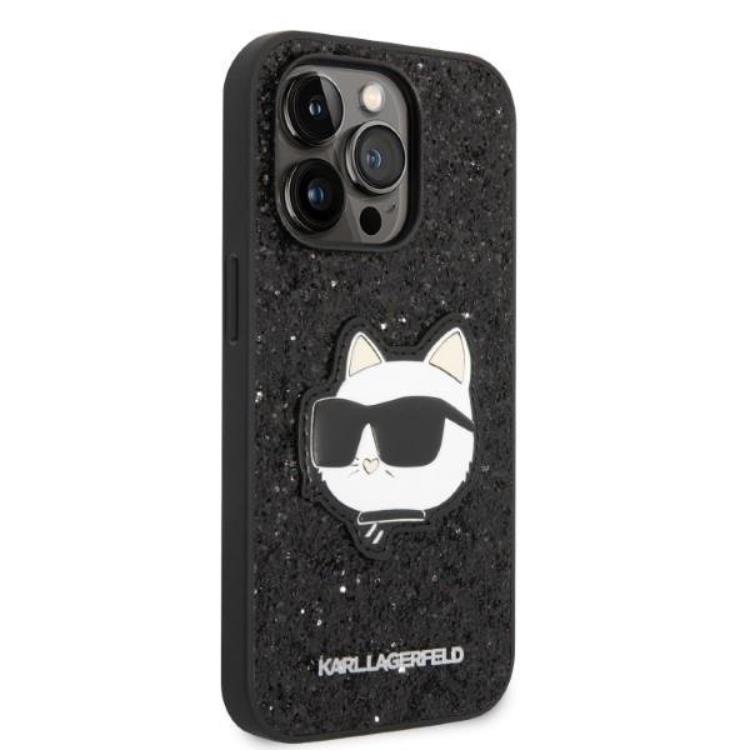 KARL LAGERFELD Karl Lagerfeld iPhone 14 Pro Skal Glitter Choupette Patch - Svart
