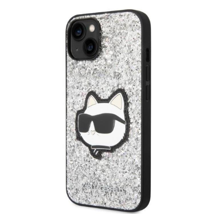 KARL LAGERFELD Karl Lagerfeld iPhone 14 Skal Glitter Choupette Patch - Silver
