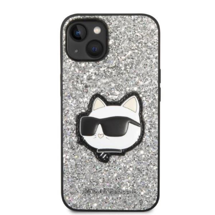 KARL LAGERFELD Karl Lagerfeld iPhone 14 Skal Glitter Choupette Patch - Silver