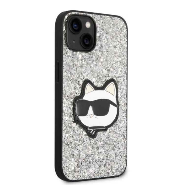 KARL LAGERFELD Karl Lagerfeld iPhone 14 Skal Glitter Choupette Patch - Silver