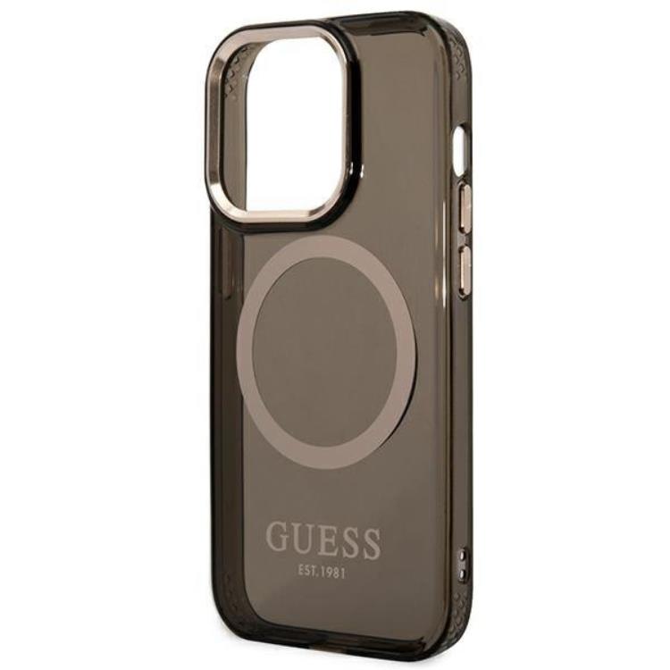 Guess GUESS iPhone 14 Pro Skal MagSafe Gold Outline Translucent - Svart