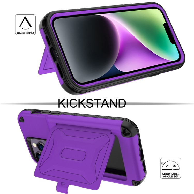 OEM iPhone 14 Plus Skal Korthållare Mirror Kickstand - Lila