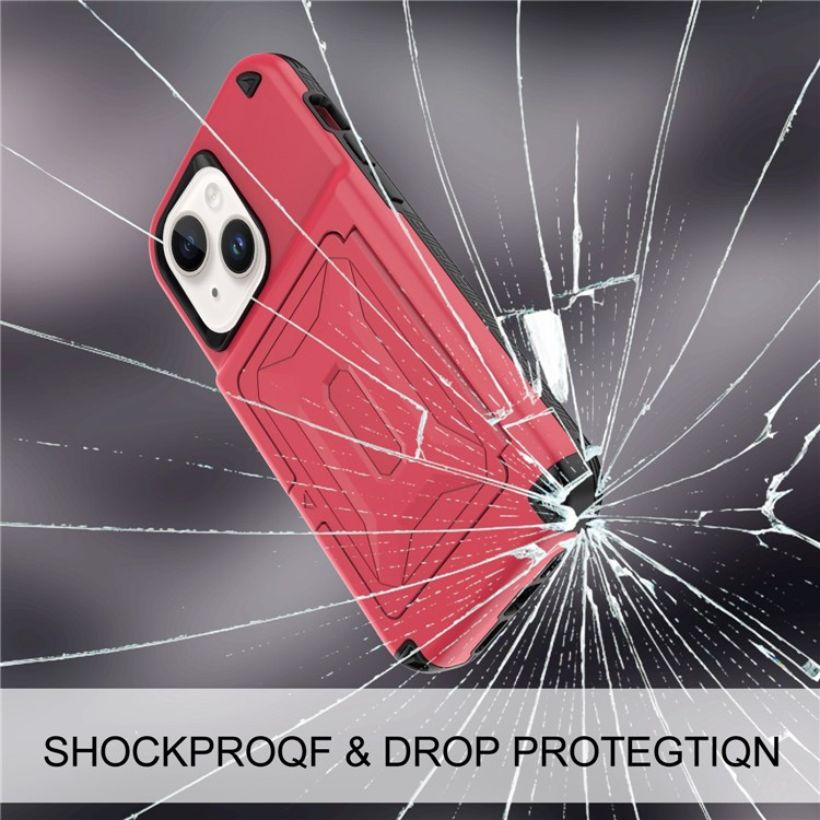 OEM iPhone 14 Plus Skal Korthållare Mirror Kickstand - Röd