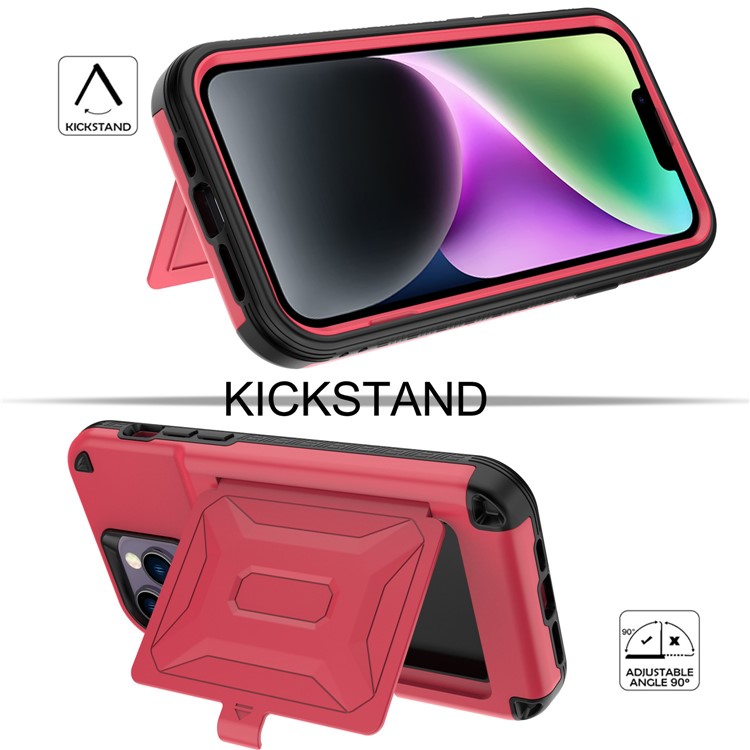 OEM iPhone 14 Plus Skal Korthållare Mirror Kickstand - Röd