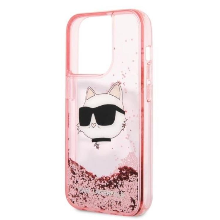 KARL LAGERFELD Karl Lagerfeld iPhone 14 Pro Skal Glitter Choupette Head - Rosa