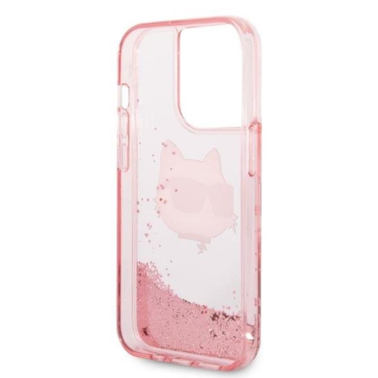 KARL LAGERFELD Karl Lagerfeld iPhone 14 Pro Skal Glitter Choupette Head - Rosa