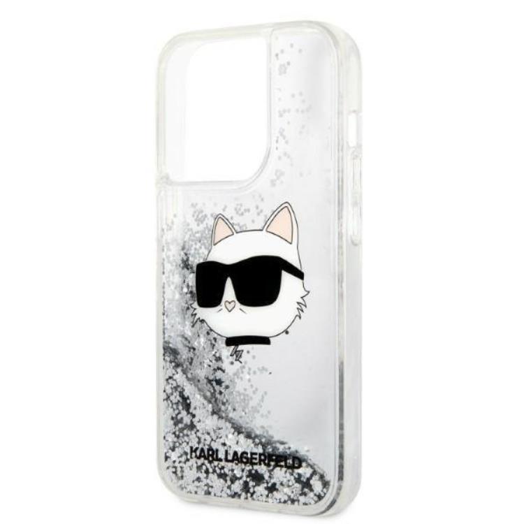 KARL LAGERFELD Karl Lagerfeld iPhone 14 Pro Skal Glitter Choupette Head - Silver