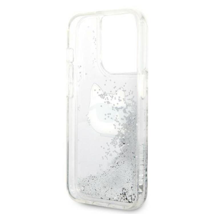 KARL LAGERFELD Karl Lagerfeld iPhone 14 Pro Skal Glitter Choupette Head - Silver