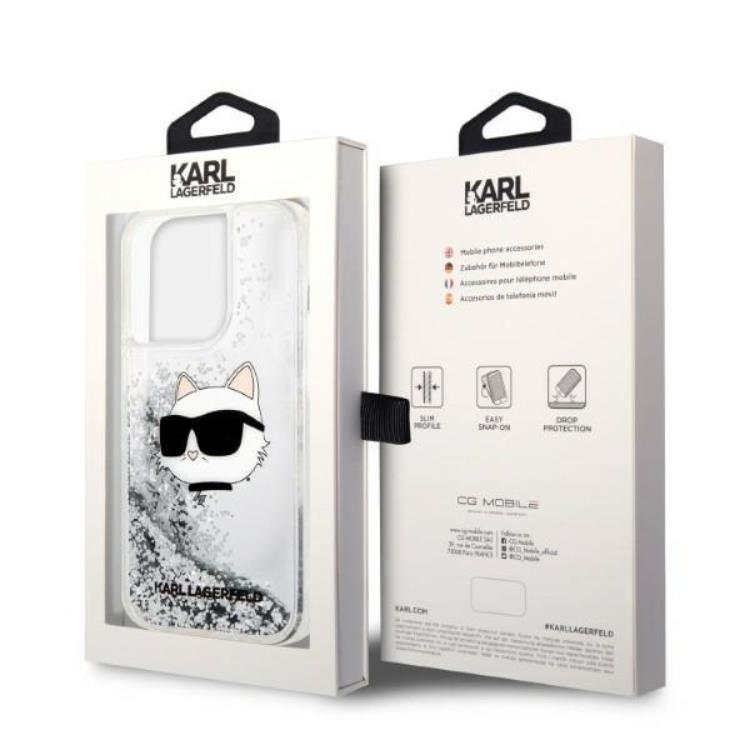 KARL LAGERFELD Karl Lagerfeld iPhone 14 Pro Skal Glitter Choupette Head - Silver