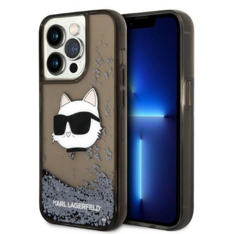 KARL LAGERFELD Karl Lagerfeld iPhone 14 Pro Skal Glitter Choupette Head - Svart