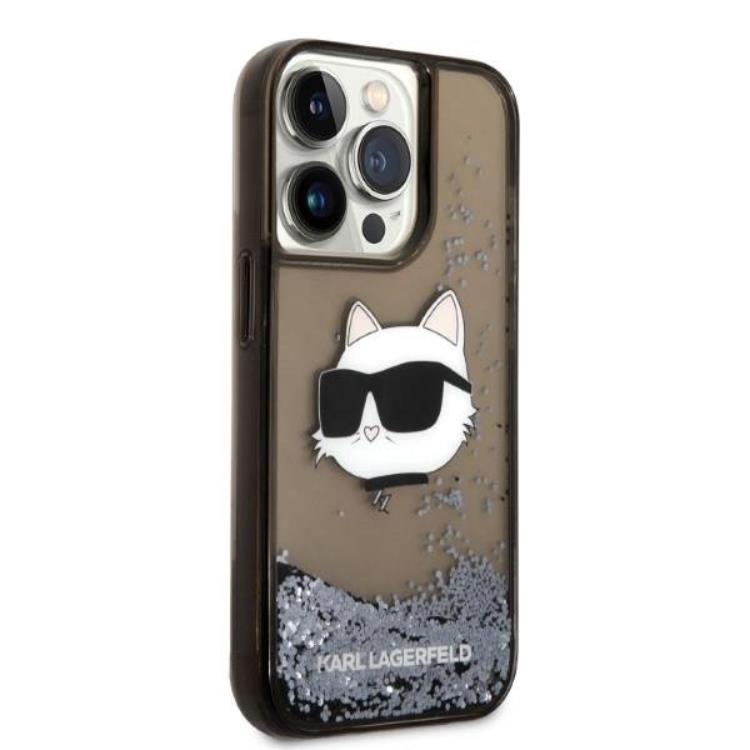 KARL LAGERFELD Karl Lagerfeld iPhone 14 Pro Skal Glitter Choupette Head - Svart