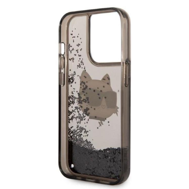 KARL LAGERFELD Karl Lagerfeld iPhone 14 Pro Skal Glitter Choupette Head - Svart