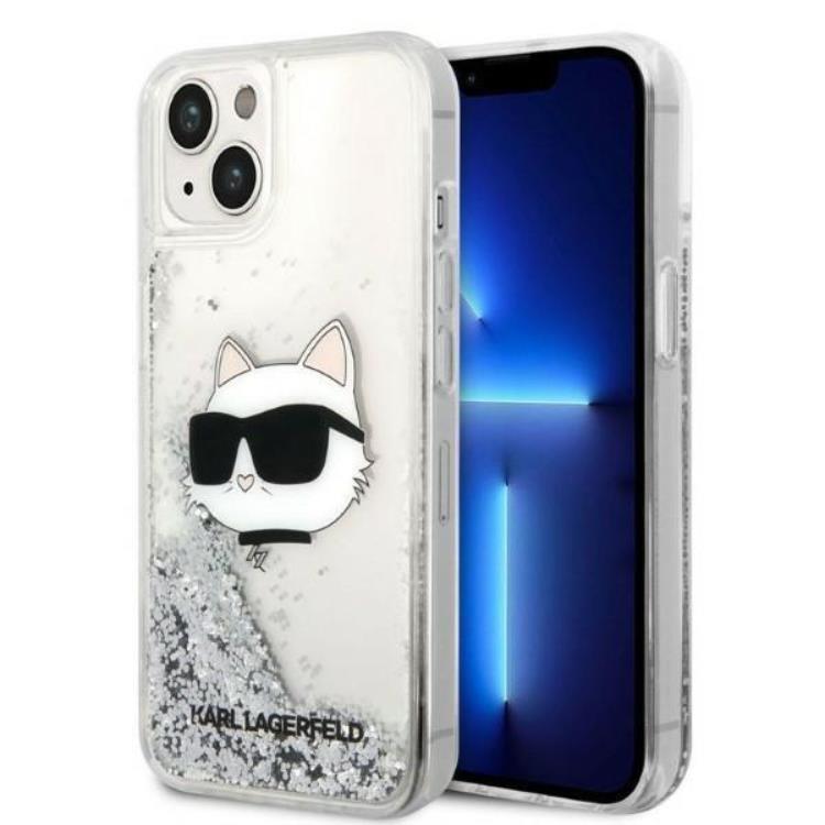 KARL LAGERFELD Karl Lagerfeld iPhone 14 Plus Skal Glitter Choupette Head - Silver