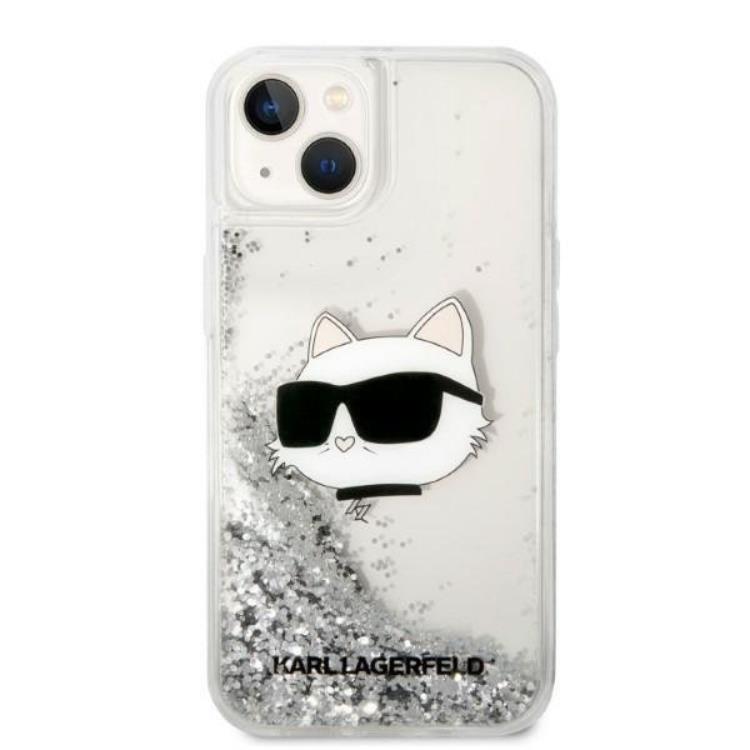 KARL LAGERFELD Karl Lagerfeld iPhone 14 Plus Skal Glitter Choupette Head - Silver