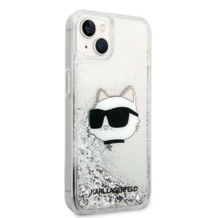 KARL LAGERFELD Karl Lagerfeld iPhone 14 Plus Skal Glitter Choupette Head - Silver