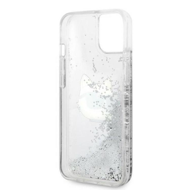 KARL LAGERFELD Karl Lagerfeld iPhone 14 Plus Skal Glitter Choupette Head - Silver