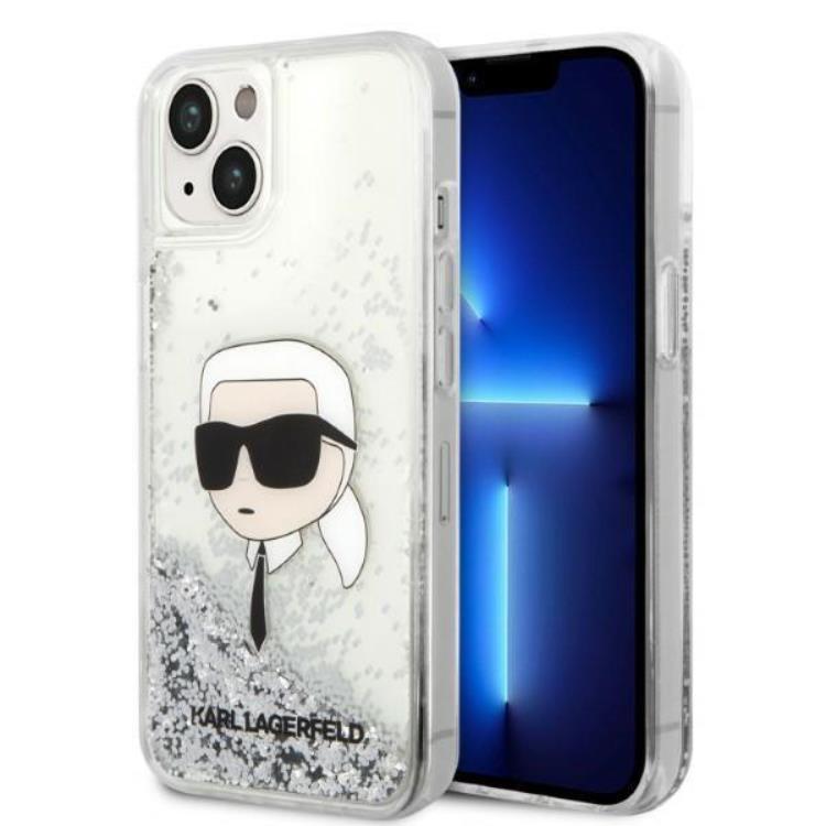 KARL LAGERFELD Karl Lagerfeld iPhone 14 Plus Skal Glitter Karl Head - Silver